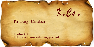 Krieg Csaba névjegykártya